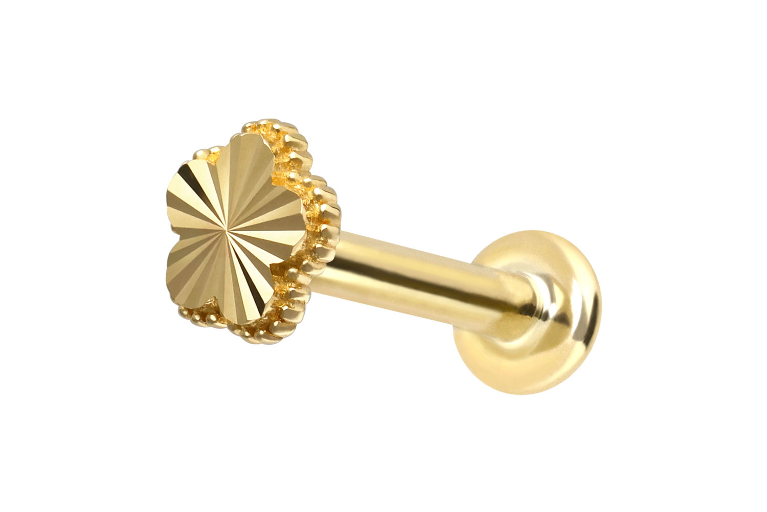 14 Karat Gold Labret Piercing mit Innengewinde BLUME
